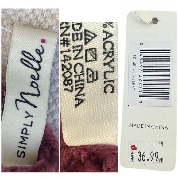 Simply Noelle NWT Purple Maroon Knit Shawl Wrap Poncho Cape Boho Cozy Lagenlook - Picture 10 of 10